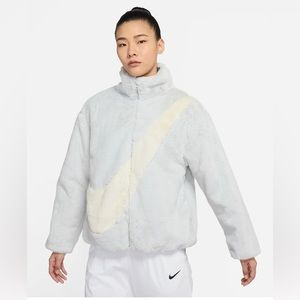 #NWT Nike swoosh Oversize fur Coat size Med will accept offers